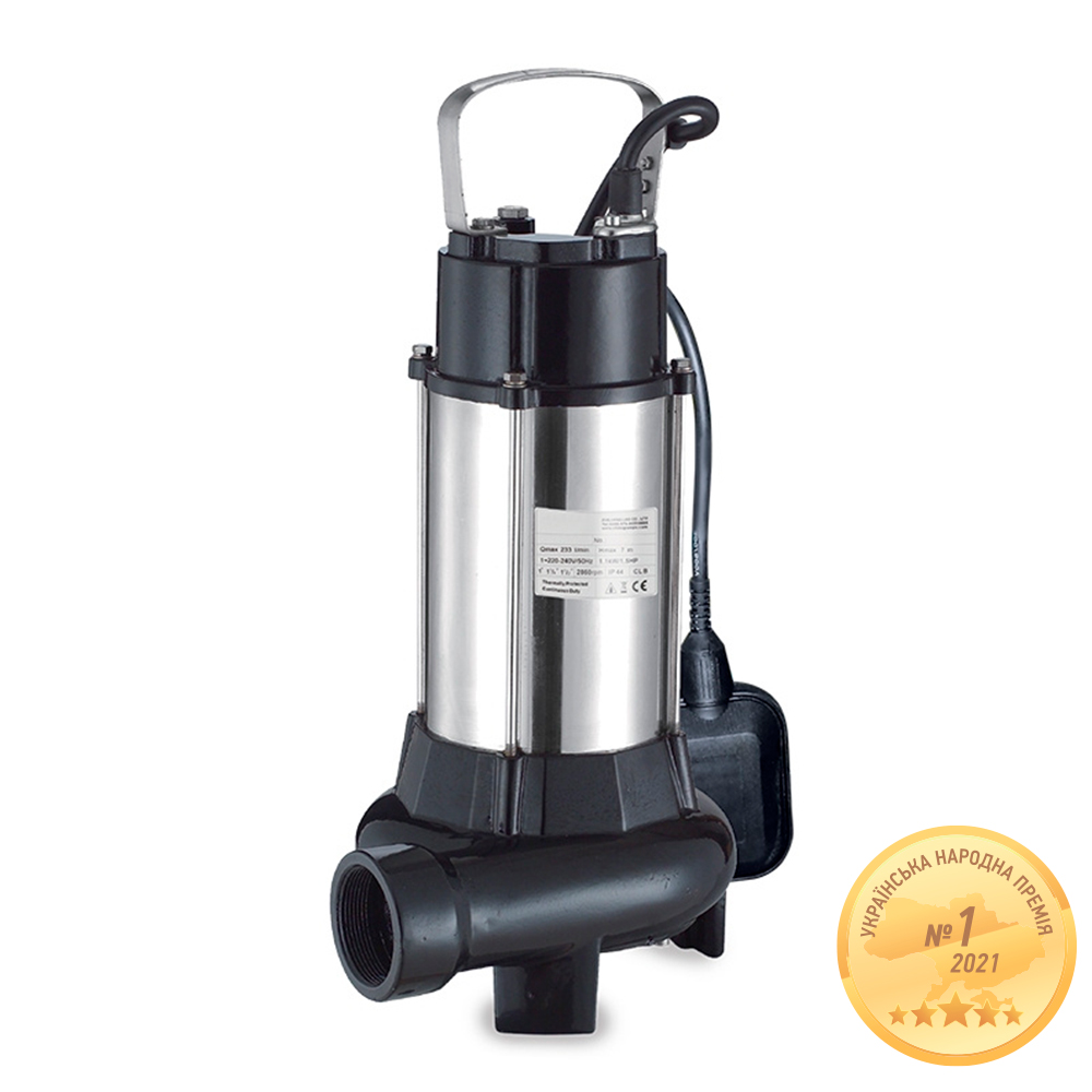 Насос канализационный с ножом (нерж) 1.1кВт Hmax 7м Qmax 230л/хв AQUATICA (773331) 
